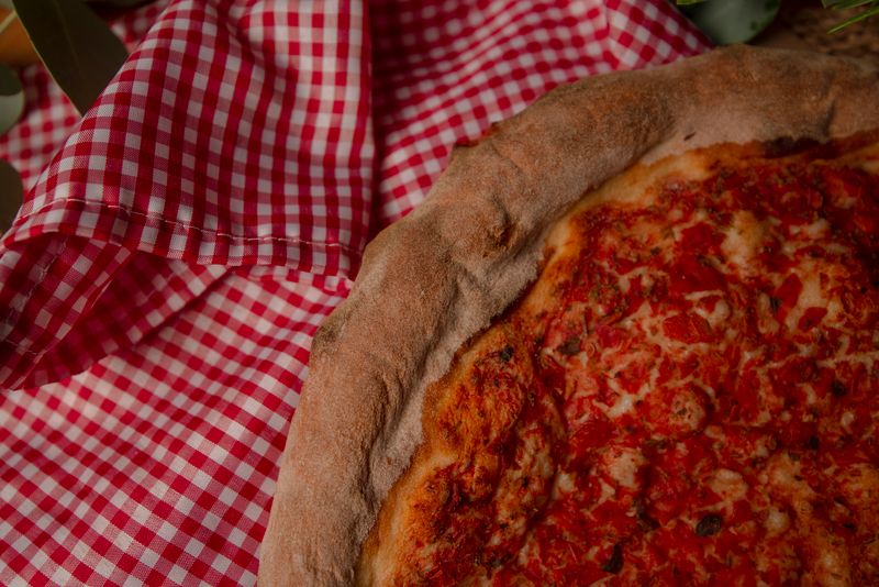 Meat lovers stuffed pizza loaded with multiple meats