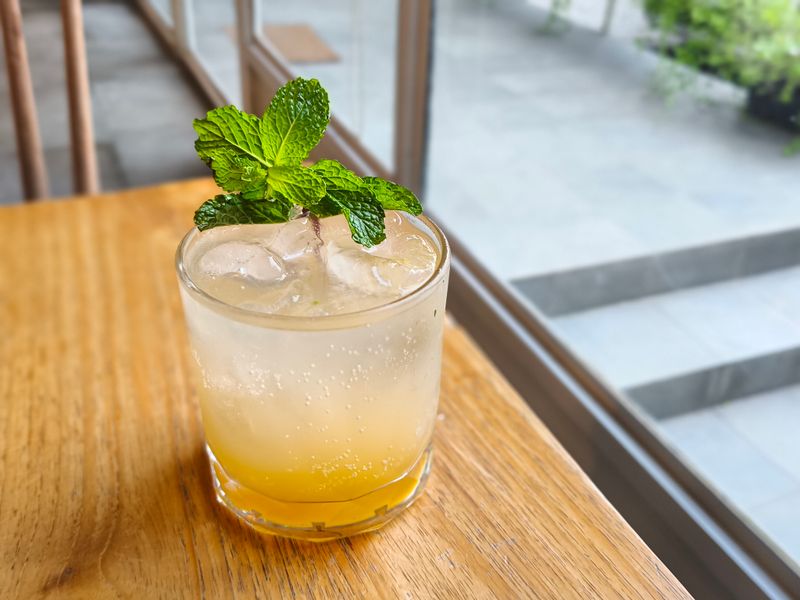 Freshly squeezed lemonade in a tall glass with ice